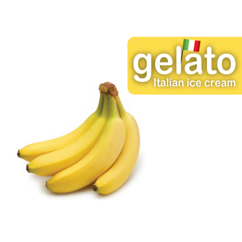 Banana Gelato Natural flavor   A delicious, fruity and creamy flavor – this one goes well with a range of toppings from fruit to chocolate, and everything in between.