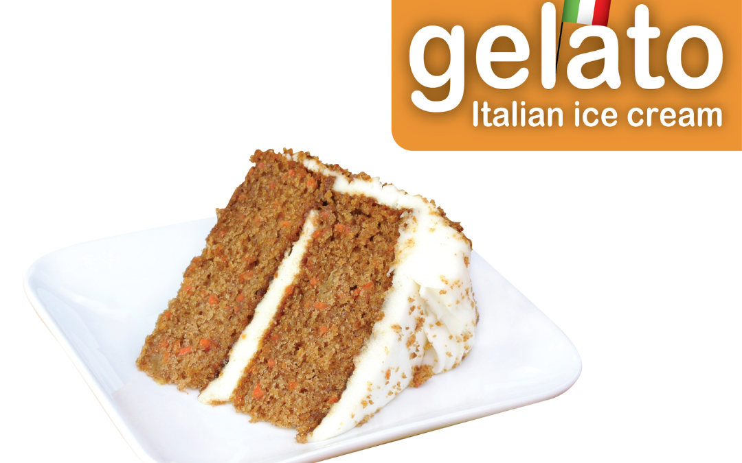 Cream Cheese Carrot Cake Gelato Authentic taste delivering a wave of traditional spices finished with heady cream cheese notes.
