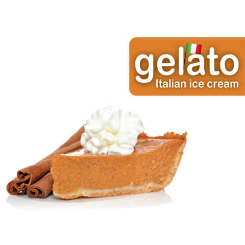 Spiced Pumpkin Pie Gelato A classic holiday favorite! This flavor is creamy, subtly spiced, and made with real pumpkin puree and graham crumbs.