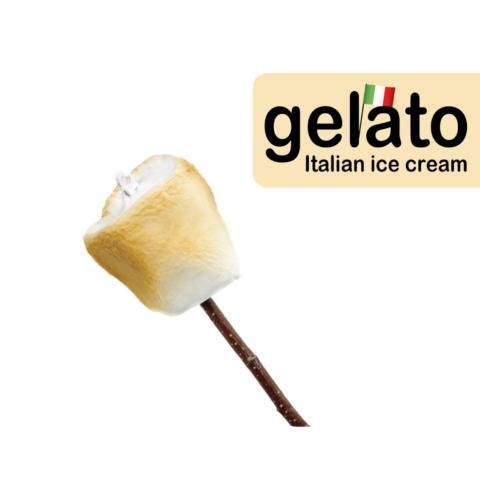 Toasted Marshmallow Gelato Natural and artificial flavorMelts in your mouth, just like the original. Top with graham cracker crumbs and chocolate for a s’more-inspired treat.