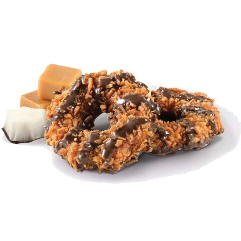 Toasted Coconut Delight Experience the delectable combination of caramel, toasted coconut, and chocolate in our Samoa® Cookie-inspired creation.